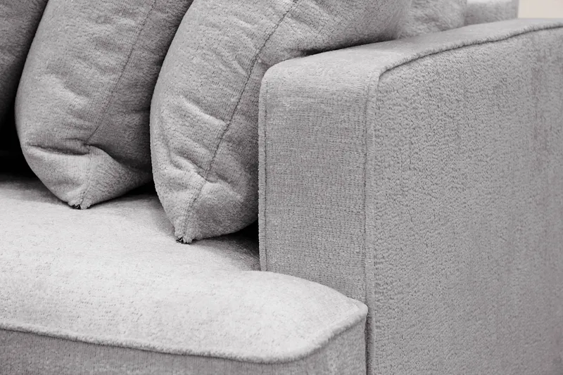 Rossita 4-sits Vänstervänd L-formad Djup Schäslongsoffa med Hel dyna i Chenille - Grå - Möbler - Soffa - Divansoffa & schäslongsoffa - 4 sits soffa med divan