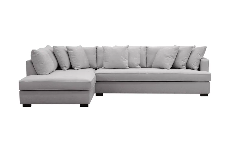 Rossita 4-sits Vänstervänd L-formad Djup Schäslongsoffa med Hel dyna i Chenille - Grå - Möbler - Soffa - Divansoffa & schäslongsoffa - 4 sits soffa med divan