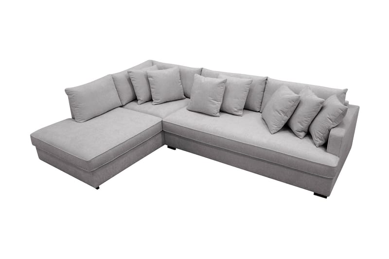 Rossita 4-sits Vänstervänd L-formad Djup Schäslongsoffa med Hel dyna i Chenille - Grå - Möbler - Soffa - Divansoffa & schäslongsoffa - 4 sits soffa med divan