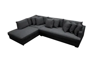 Rossita 4-sits Vänstervänd L-formad Djup Schäslongsoffa med Hel dyna i Chenille - Svart - Möbler - Soffa - Divansoffa & schäslongsoffa - 4 sits soffa med divan