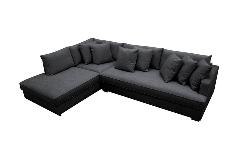 Rossita 4-sits Vänstervänd L-formad Djup Schäslongsoffa med Hel dyna i Chenille - Svart - Möbler - Soffa - Divansoffa & schäslongsoffa - 4 sits soffa med divan