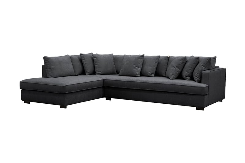 Rossita 4-sits Vänstervänd L-formad Djup Schäslongsoffa med Hel dyna i Chenille - Svart - Möbler - Soffa - Divansoffa & schäslongsoffa - 4 sits soffa med divan
