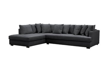 Rossita 4-sits Vänstervänd L-formad Djup Schäslongsoffa med Hel dyna i Chenille - Svart - Möbler - Soffa - Divansoffa & schäslongsoffa - 4 sits soffa med divan
