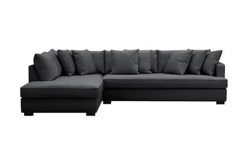 Rossita 4-sits Vänstervänd L-formad Djup Schäslongsoffa med Hel dyna i Chenille - Trenza 01, Svart Chenille - Möbler - Soffa - Divansoffa & schäslongsoffa - 4 sits soffa med divan