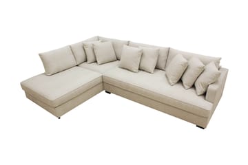 Rossita 4-sits Vänstervänd L-formad Djup Schäslongsoffa med Hel dyna i Tyg - Beige - Möbler - Soffa - Divansoffa & schäslongsoffa - 4 sits soffa med divan