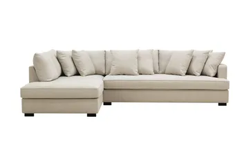 Rossita 4-sits Vänstervänd L-formad Djup Schäslongsoffa med Hel dyna i Tyg - Beige - Möbler - Soffa - Divansoffa & schäslongsoffa - 4 sits soffa med divan