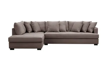 Rossita 4-sits Vänstervänd L-formad Djup Schäslongsoffa med Hel dyna i Tyg - Brun - Möbler - Soffa - Divansoffa & schäslongsoffa - 4 sits soffa med divan