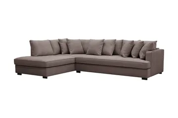 Rossita 4-sits Vänstervänd L-formad Djup Schäslongsoffa med Hel dyna i Tyg - Brun - Möbler - Soffa - Divansoffa & schäslongsoffa - 4 sits soffa med divan