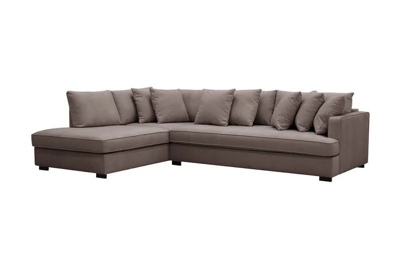 Rossita 4-sits Vänstervänd L-formad Djup Schäslongsoffa med Hel dyna i Tyg - Brun - Möbler - Soffa - Divansoffa & schäslongsoffa - 4 sits soffa med divan