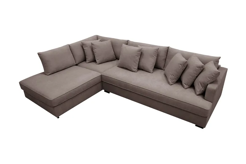 Rossita 4-sits Vänstervänd L-formad Djup Schäslongsoffa med Hel dyna i Tyg - Brun - Möbler - Soffa - Divansoffa & schäslongsoffa - 4 sits soffa med divan