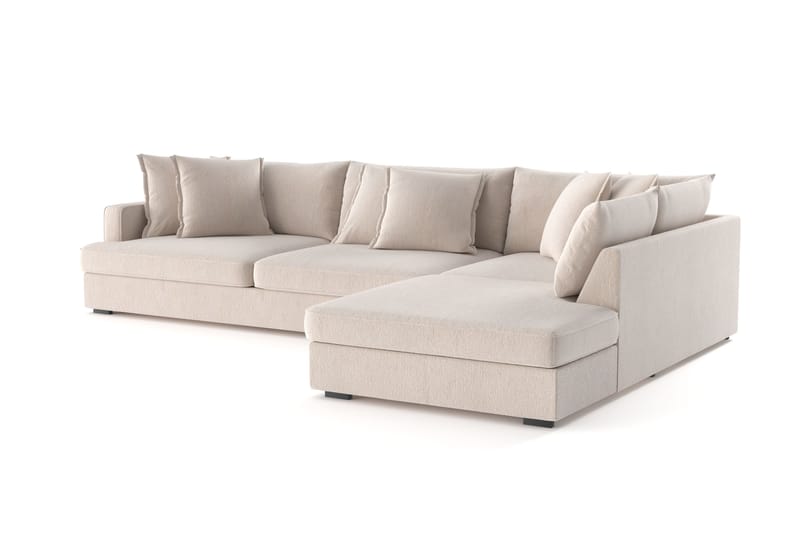 Rossita Lyx 4-sits Extra djup Soffa med Schäslong Höger - Beige Chenille - Möbler - Soffa - Divansoffa & schäslongsoffa - 4 sits soffa med divan