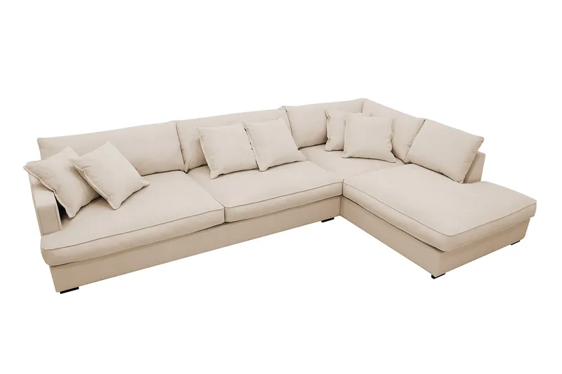 Rossita Lyx 4-sits Extra djup Soffa med Schäslong Höger - Beige Manchester - Möbler - Soffa - Divansoffa & schäslongsoffa - 4 sits soffa med divan
