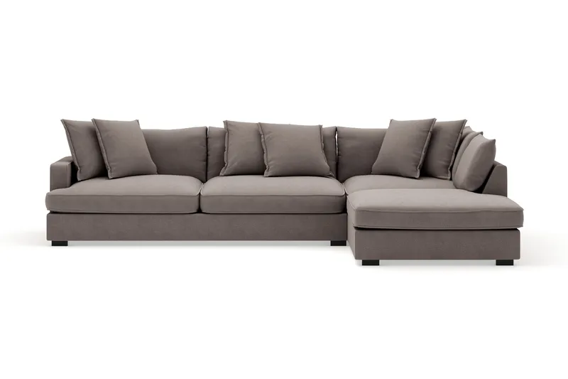 Rossita Lyx 4-sits Extra djup Soffa med Schäslong Höger - Brun Tyg - Möbler - Soffa - Divansoffa & schäslongsoffa - 4 sits soffa med divan