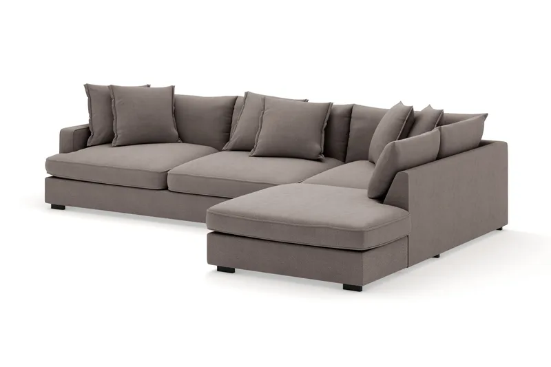 Rossita Lyx 4-sits Extra djup Soffa med Schäslong Höger - Brun Tyg - Möbler - Soffa - Divansoffa & schäslongsoffa - 4 sits soffa med divan
