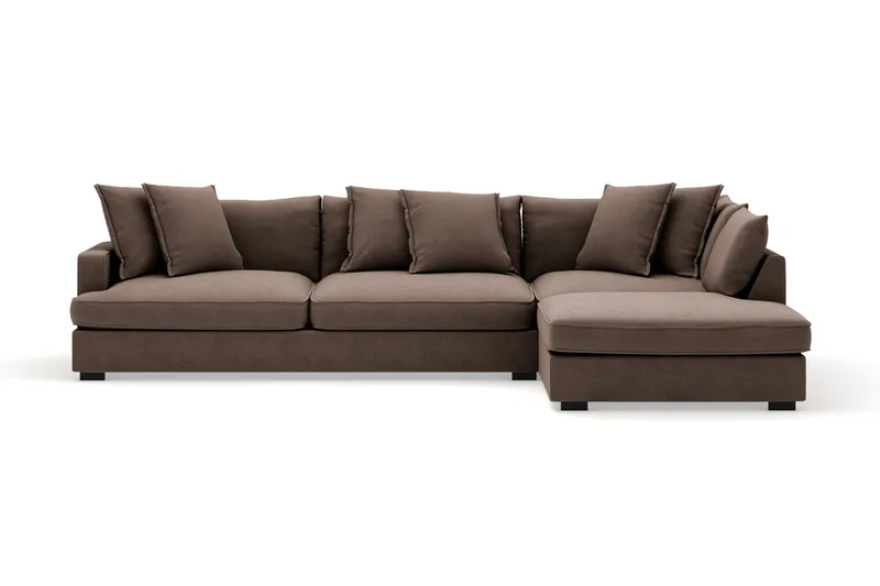Rossita Lyx 4-sits Extra djup Soffa med Schäslong Höger - Brun Tyg - Möbler - Soffa - Divansoffa & schäslongsoffa - 4 sits soffa med divan