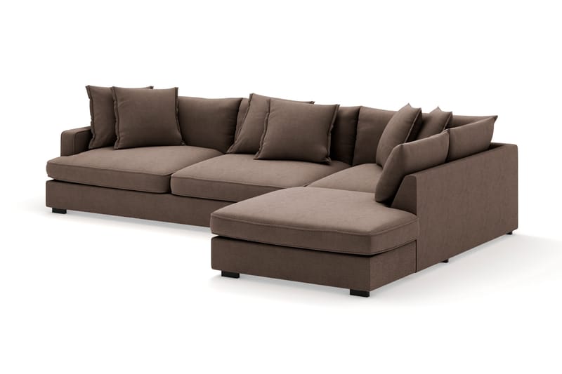Rossita Lyx 4-sits Extra djup Soffa med Schäslong Höger - Brun Tyg - Möbler - Soffa - Divansoffa & schäslongsoffa - 4 sits soffa med divan