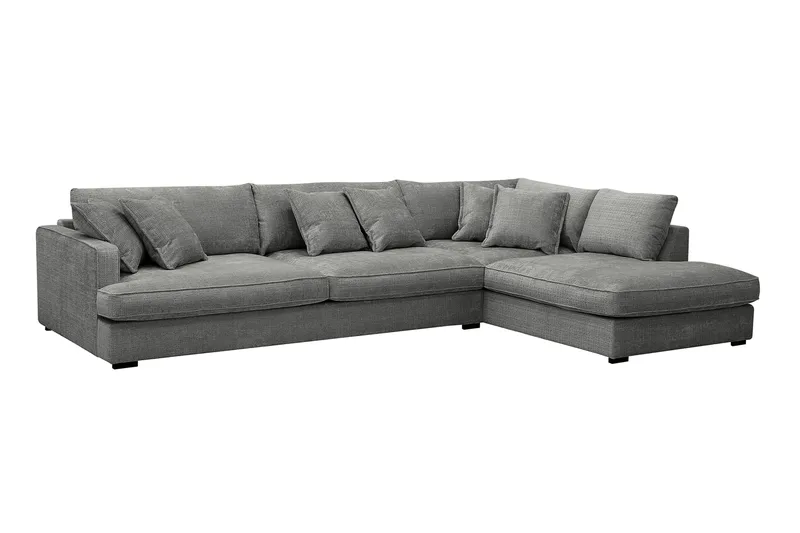 Rossita Lyx 4-sits Extra djup Soffa med Schäslong Höger - Grå Chenille - Möbler - Soffa - Divansoffa & schäslongsoffa - 4 sits soffa med divan