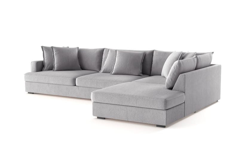 Rossita Lyx 4-sits Extra djup Soffa med Schäslong Höger - Grå Chenille - Möbler - Soffa - Divansoffa & schäslongsoffa - 4 sits soffa med divan