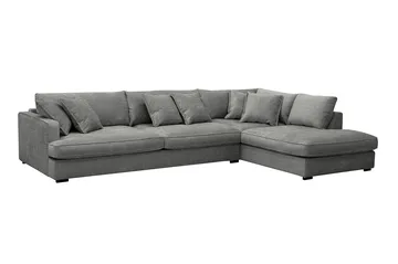 Rossita Lyx 4-sits Extra djup Soffa med Schäslong Höger - Grå Chenille - Möbler - Soffa - Divansoffa & schäslongsoffa - 4 sits soffa med divan