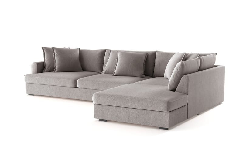 Rossita Lyx 4-sits Extra djup Soffa med Schäslong Höger - Grå/Brun Chenille - Möbler - Soffa - Divansoffa & schäslongsoffa - 4 sits soffa med divan