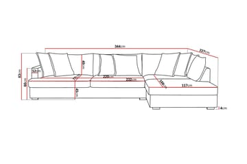 Rossita Lyx 4-sits Extra djup Soffa med Schäslong Höger - Ljusgrå Chenille - Möbler - Soffa - Divansoffa & schäslongsoffa - 4 sits soffa med divan
