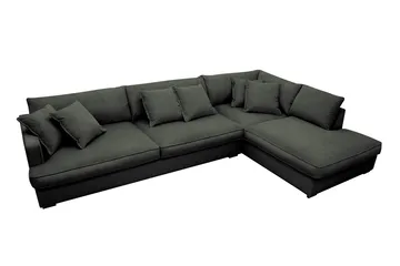 Rossita Lyx 4-sits Extra djup Soffa med Schäslong Höger - Mörkgrön Manchester - Möbler - Soffa - Divansoffa & schäslongsoffa - 4 sits soffa med divan