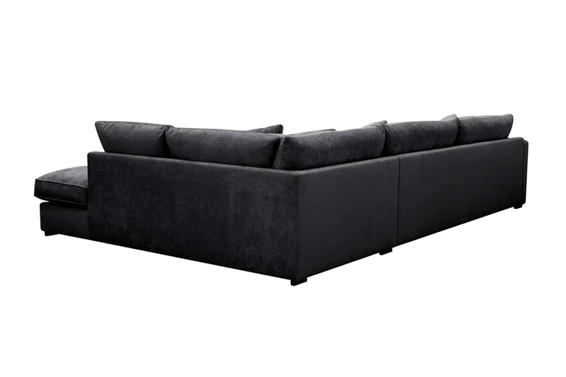 Rossita Lyx 4-sits Extra djup Soffa med Schäslong Höger - Svart Chenille - Möbler - Soffa - Divansoffa & schäslongsoffa - 4 sits soffa med divan