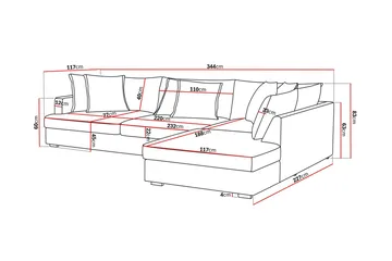 Rossita Lyx 4-sits Extra djup Soffa med Schäslong Höger - Svart Chenille - Möbler - Soffa - Divansoffa & schäslongsoffa - 4 sits soffa med divan
