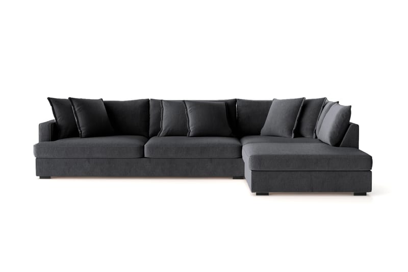 Rossita Lyx 4-sits Extra djup Soffa med Schäslong Höger - Svart Chenille - Möbler - Soffa - Divansoffa & schäslongsoffa - 4 sits soffa med divan