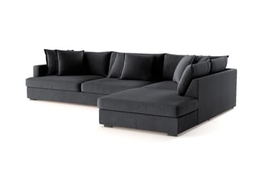Rossita Lyx 4-sits Extra djup Soffa med Schäslong Höger - Svart Chenille - Möbler - Soffa - Divansoffa & schäslongsoffa - 4 sits soffa med divan