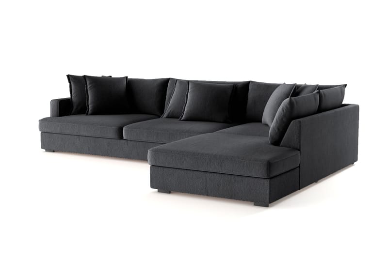 Rossita Lyx 4-sits Extra djup Soffa med Schäslong Höger - Svart Chenille - Möbler - Soffa - Divansoffa & schäslongsoffa - 4 sits soffa med divan