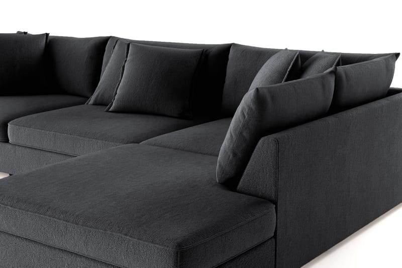 Rossita Lyx 4-sits Extra djup Soffa med Schäslong Höger - Svart Chenille - Möbler - Soffa - Divansoffa & schäslongsoffa - 4 sits soffa med divan