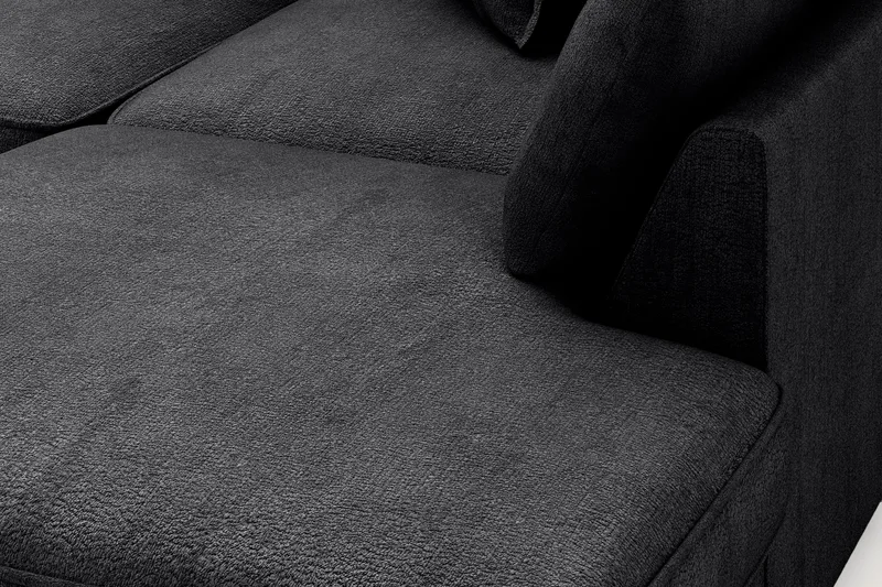 Rossita Lyx 4-sits Extra djup Soffa med Schäslong Höger - Svart Chenille - Möbler - Soffa - Divansoffa & schäslongsoffa - 4 sits soffa med divan