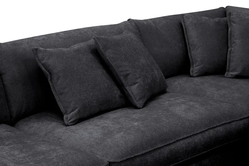 Rossita Lyx 4-sits Extra djup Soffa med Schäslong Höger - Svart Chenille - Möbler - Soffa - Divansoffa & schäslongsoffa - 4 sits soffa med divan