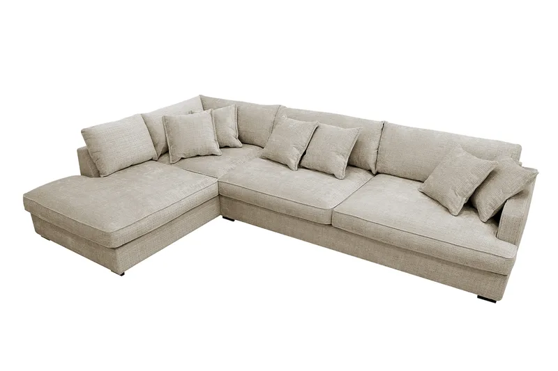Rossita Lyx 4-sits Extra djup Soffa med Schäslong Vänster - Beige Chenille - Möbler - Soffa - Divansoffa & schäslongsoffa - 4 sits soffa med divan