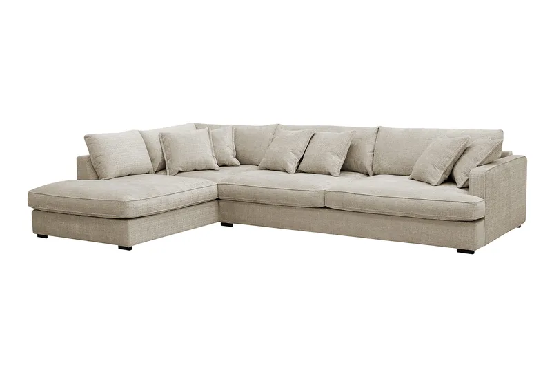 Rossita Lyx 4-sits Extra djup Soffa med Schäslong Vänster - Beige Chenille - Möbler - Soffa - Divansoffa & schäslongsoffa - 4 sits soffa med divan