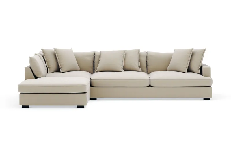Rossita Lyx 4-sits Extra djup Soffa med Schäslong Vänster, Beige Tyg