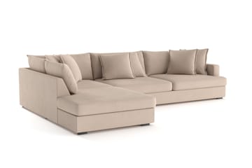 Rossita Lyx 4-sits Extra djup Soffa med Schäslong Vänster - Beige Tyg - Möbler - Soffa - Divansoffa & schäslongsoffa - 4 sits soffa med divan