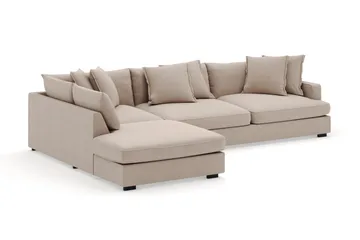 Rossita Lyx 4-sits Extra djup Soffa med Schäslong Vänster - Beige Tyg - Möbler - Soffa - Divansoffa & schäslongsoffa - 4 sits soffa med divan