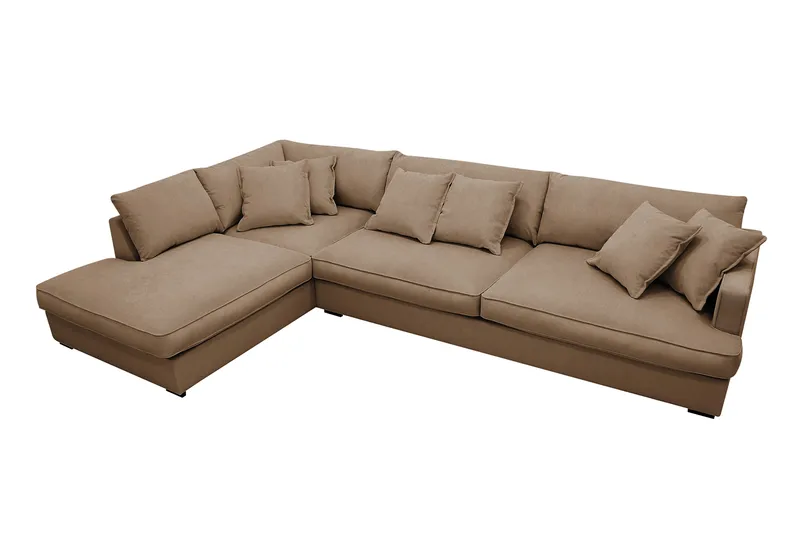 Rossita Lyx 4-sits Extra djup Soffa med Schäslong Vänster - Brun Manchester - Möbler - Soffa - Divansoffa & schäslongsoffa - 4 sits soffa med divan