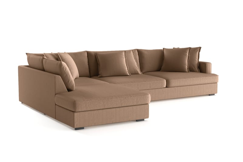 Rossita Lyx 4-sits Extra djup Soffa med Schäslong Vänster - Brun Manchester - Möbler - Soffa - Divansoffa & schäslongsoffa - 4 sits soffa med divan