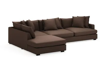 Rossita Lyx 4-sits Extra djup Soffa med Schäslong Vänster - Brun Manchester - Möbler - Soffa - Divansoffa & schäslongsoffa - 4 sits soffa med divan
