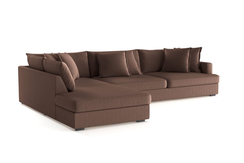 Rossita Lyx 4-sits Extra djup Soffa med Schäslong Vänster - Brun Manchester - Möbler - Soffa - Divansoffa & schäslongsoffa - 4 sits soffa med divan