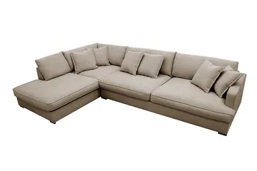 Rossita Lyx 4-sits Extra djup Soffa med Schäslong Vänster - Brun Tyg - Möbler - Soffa - Divansoffa & schäslongsoffa - 4 sits soffa med divan