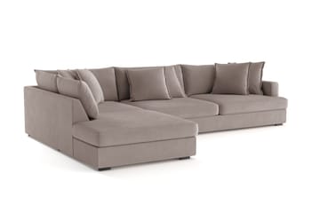 Rossita Lyx 4-sits Extra djup Soffa med Schäslong Vänster - Brun Tyg - Möbler - Soffa - Divansoffa & schäslongsoffa - 4 sits soffa med divan