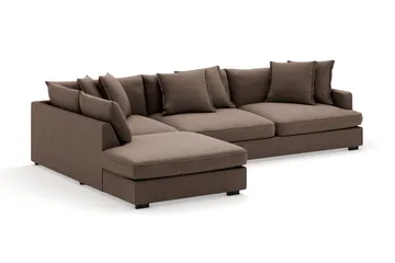 Rossita Lyx 4-sits Extra djup Soffa med Schäslong Vänster - Brun Tyg - Möbler - Soffa - Divansoffa & schäslongsoffa - 4 sits soffa med divan