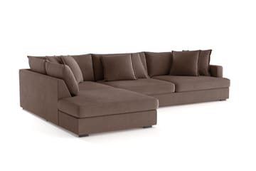 Rossita Lyx 4-sits Extra djup Soffa med Schäslong Vänster - Brun Tyg - Möbler - Soffa - Divansoffa & schäslongsoffa - 4 sits soffa med divan