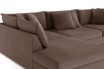 Rossita Lyx 4-sits Extra djup Soffa med Schäslong Vänster - Brun Tyg - Möbler - Soffa - Divansoffa & schäslongsoffa - 4 sits soffa med divan