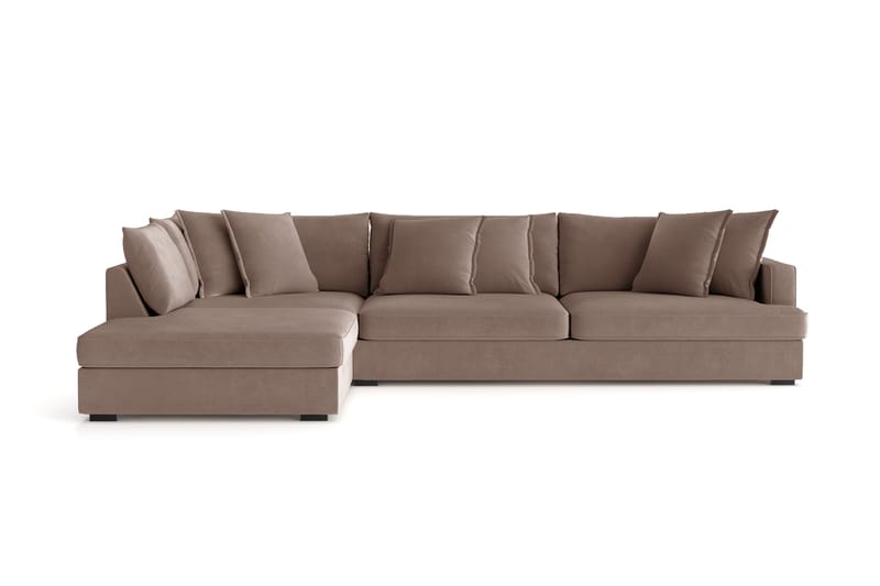Rossita Lyx 4-sits Extra djup Soffa med Schäslong Vänster - Brun Tyg - Möbler - Soffa - Divansoffa & schäslongsoffa - 4 sits soffa med divan