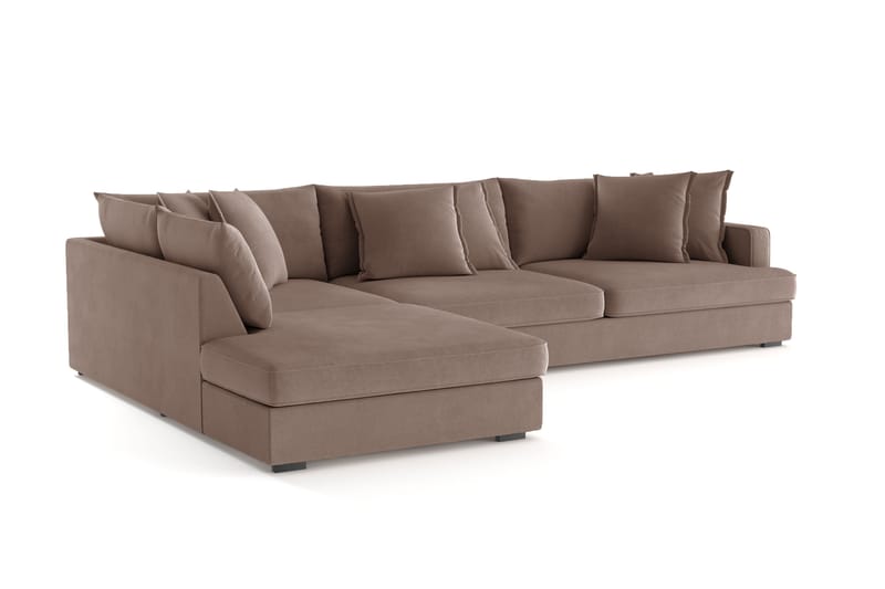 Rossita Lyx 4-sits Extra djup Soffa med Schäslong Vänster - Brun Tyg - Möbler - Soffa - Divansoffa & schäslongsoffa - 4 sits soffa med divan